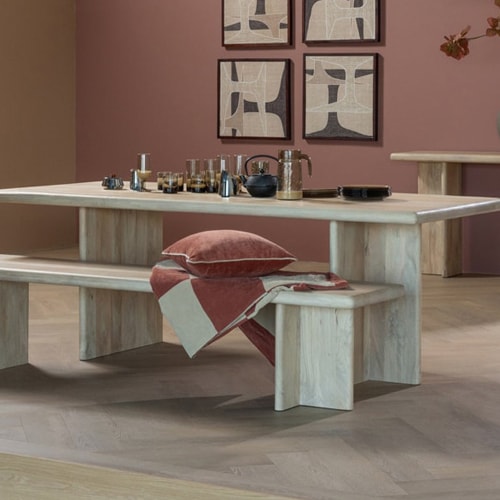 Table à manger rectangulaire en bois de manguier clair 220 cm - Ato