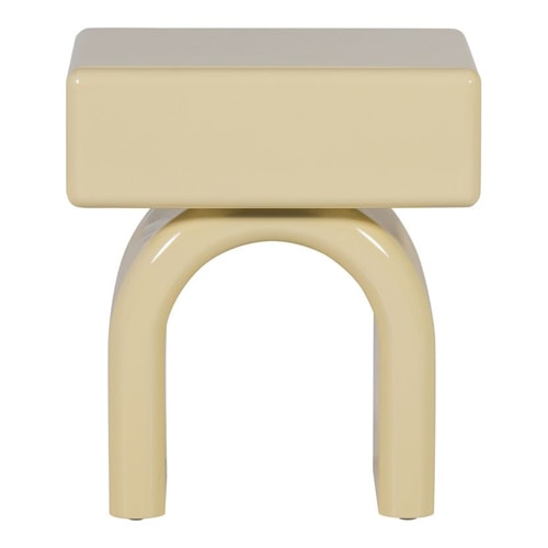 Table de chevet 2 tiroirs laquée jaune beurre brillant 50 cm - Zorel