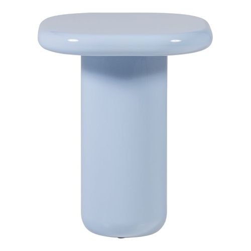 Table d'appoint carrée à bords arrondis laquée bleu clair brillant 50 cm - Zava