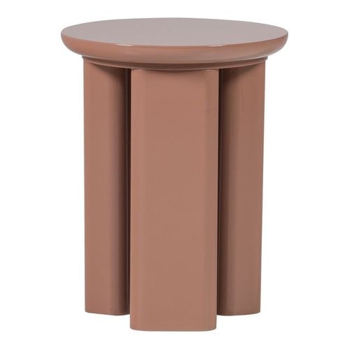 Table d'appoint ronde laquée vieux rose brillant Ø40 cm - Orivo