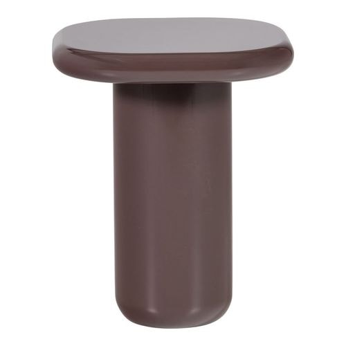 Table d'appoint carrée à bords arrondis laquée brun foncé brillant 50 cm - Zava
