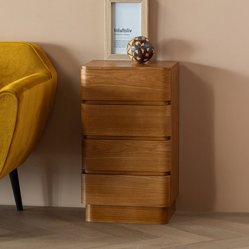 Meuble d'appoint à angles arrondis 4 tiroirs en bois 40 cm - Fejo