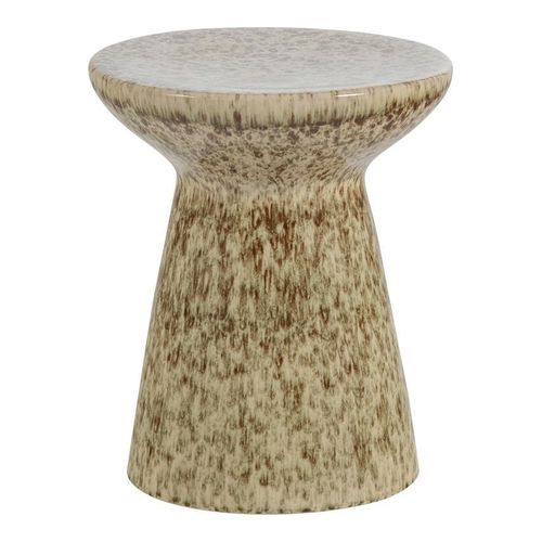 Table d'appoint ronde en céramique brun clair moucheté Ø35 cm - Fleck