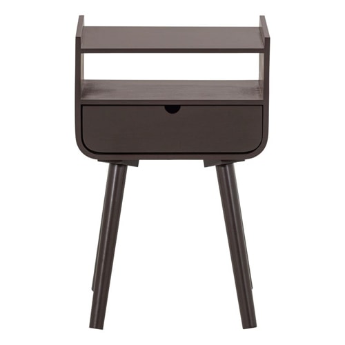 Table de chevet rétro 1 tiroir en bois brun foncé 36 cm - Nils
