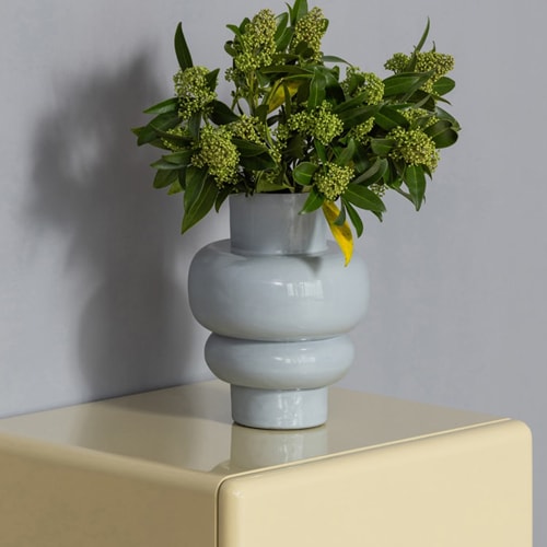 Vase en métal gris clair brillant Ø20 cm- Auri