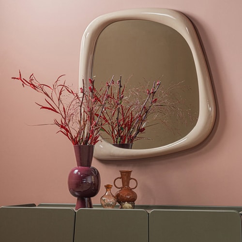 Vase en métal bordeaux brillant Ø20 cm- Auri