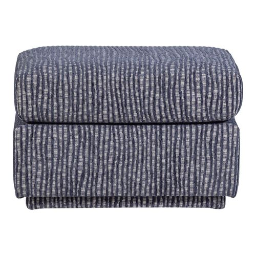 Pouf en tissu à motifs rayés gris/bleu - Lou