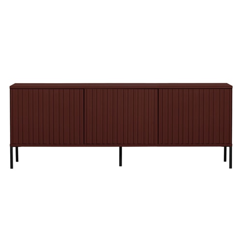 Meuble TV en pin cannelé bordeaux 150 cm - New gravure