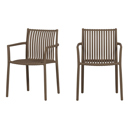 Lot de 2 chaises de jardin à lattes empilable marron - Easy going