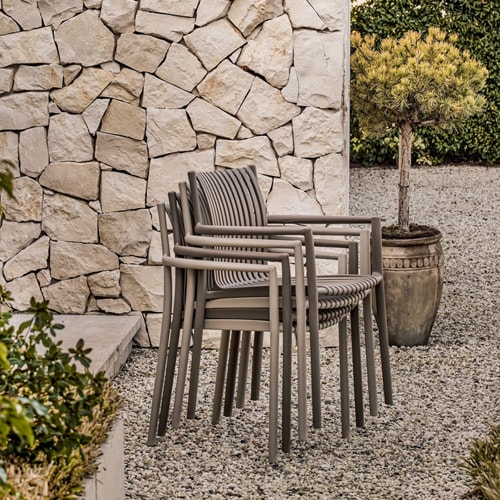 Lot de 2 chaises de jardin à lattes empilable marron - Easy going