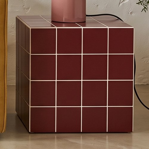 Bout de canapé cubique effet mosaïque bordeaux 40 cm - Ibiza