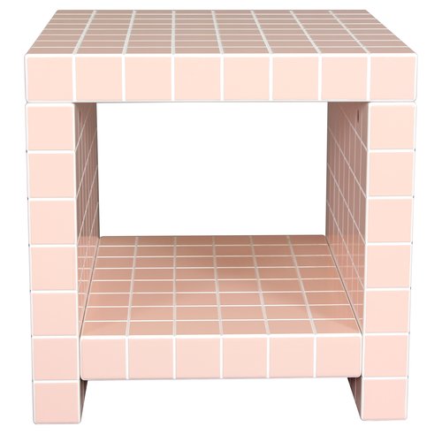 Bout de canapé cubique avec niche effet mosaïque rose pâle 40 cm - Ibiza