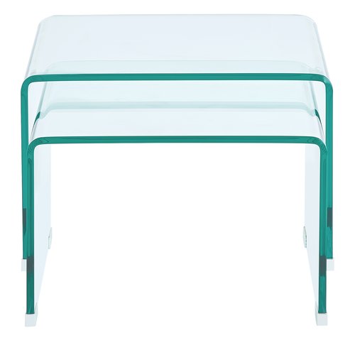 Lot de 2 tables gigognes en verre cintré transparent - Obsid