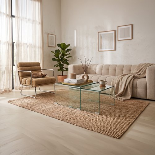 Lot de 2 tables gigognes en verre cintré transparent - Obsid