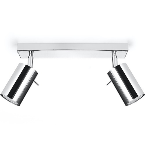 Plafonnier 2 lumières en métal chrome - Ring