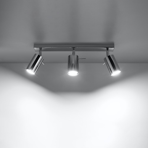Plafonnier 3 lumières en métal chrome - Ring