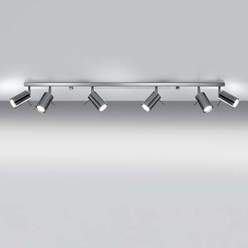 Plafonnier 6 lumières en métal chrome - Ring