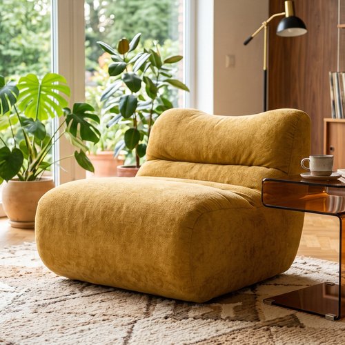 Chauffeuse compressée en tissu chenille bronze - Nido