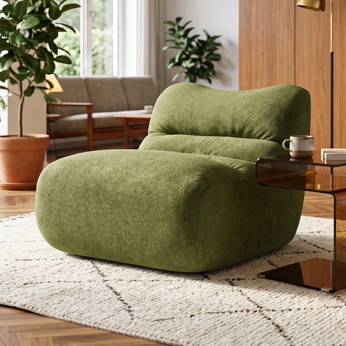 Chauffeuse compressée en tissu chenille vert kaki - Nido