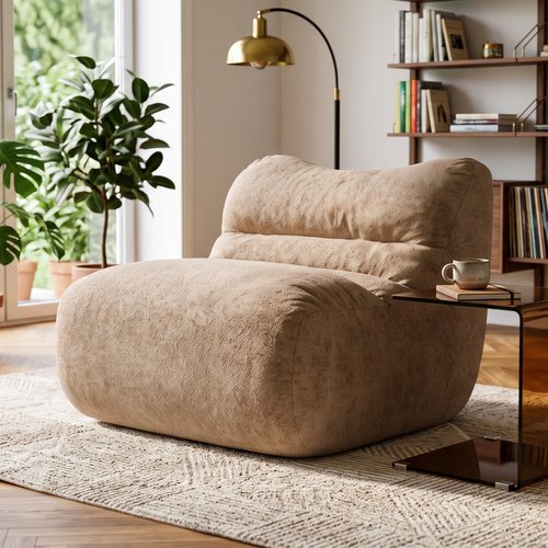 Chauffeuse compressée en tissu chenille moka - Nido