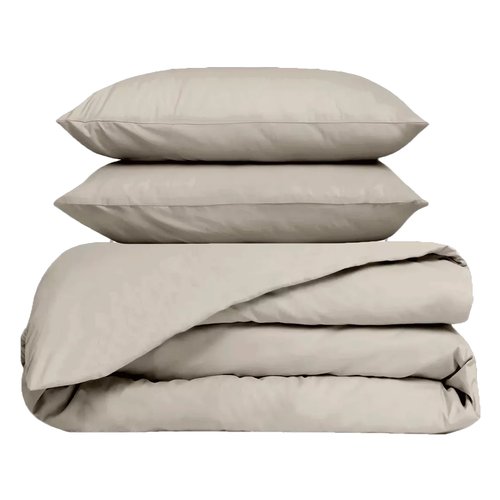 Ensemble Housse de couette & 2 taies d'oreiller en percale de coton lin 240x220 cm - Venezia