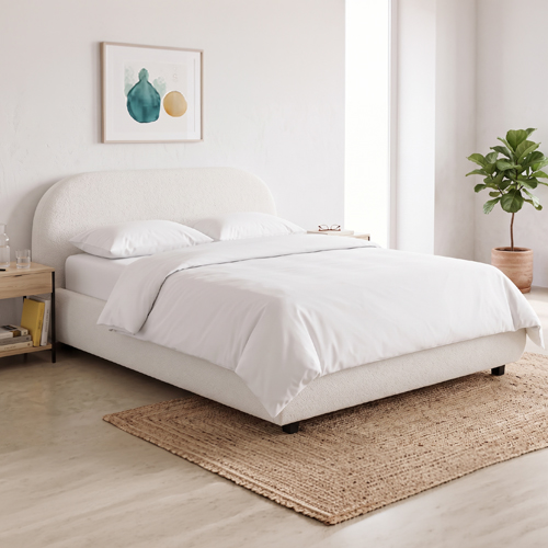 Ensemble Housse de couette & 2 taies d'oreiller en percale de coton blanc 260x240 cm - Venezia
