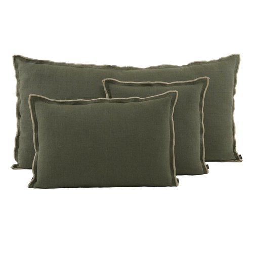 Housse de coussin en lin lavé kaki 40 x 60 cm - Seoni