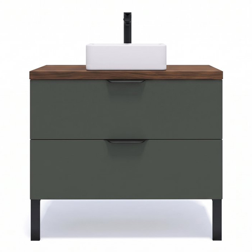 Meuble de salle de bain suspendu vasque à poser 90cm 2 tiroirs Vert Amazonie - Venice
