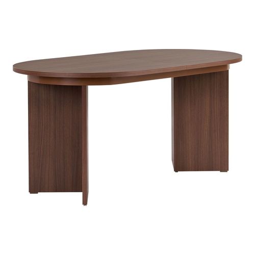 Table à manger extensible ovale effet noyer 4 convives 160/200 cm - Jovia