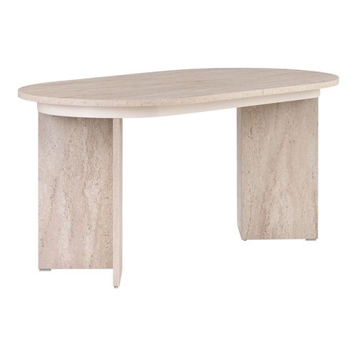 Table à manger extensible ovale effet travertin 4 convives 160/200 cm - Jovia