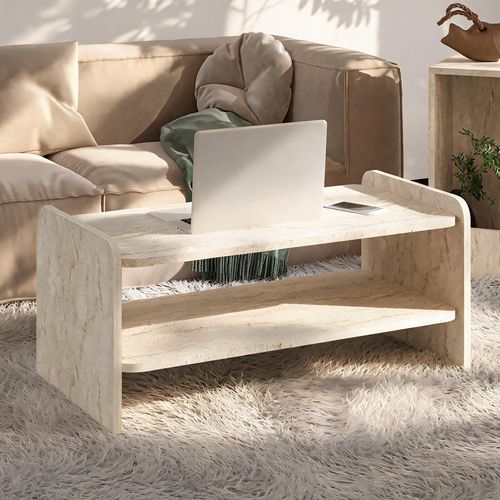 Table basse 1 niche effet travertin 89,8 cm - Cielo