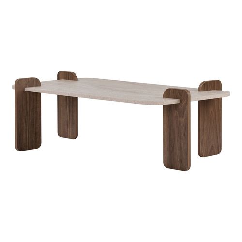 Table basse effet travertin et noyer 147 cm - Fario