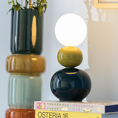 Lampe à poser décorative bleu pétrole & vert olive - Firenze