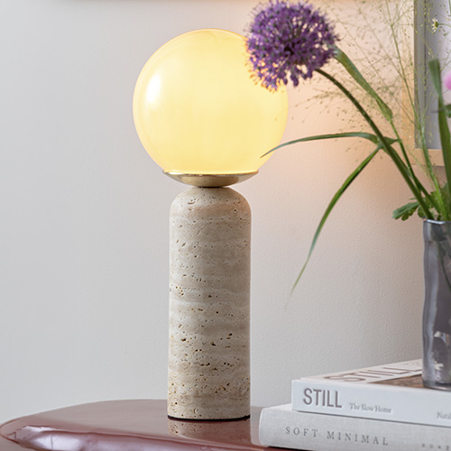 Lampe à poser sphérique en marbre crème - taille M - Lazio