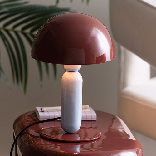 Lampe champignon bicolore bordeaux & bleu - Firenze