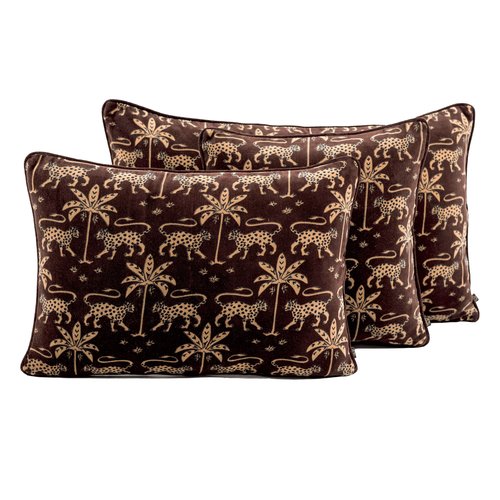 Pack intérieur & Housse de coussin en velours imprimé ganache 45 x 45 cm - Beria