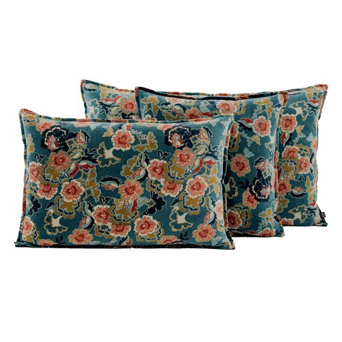 Pack intérieur & Housse de coussin en velours imprimé bleu de Prusse 45 x 45 cm - Boston