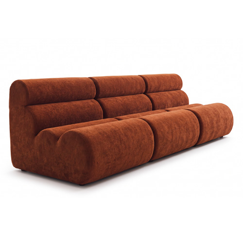 Lot de 3 chauffeuses modulables en tissu chenille rouille - Billie