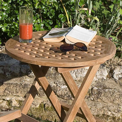 Table de pique nique ronde en teck – Collection Fun