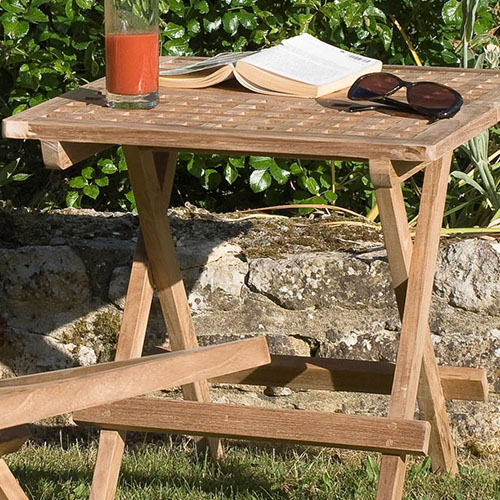 Table de pique nique carrée en teck – Collection Fun