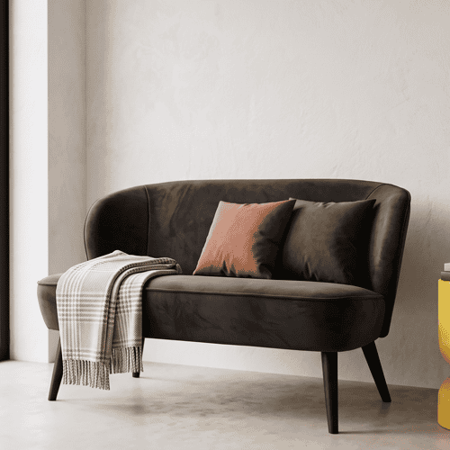 Petit canapé en velours gris anthracite - Collection Sara - Woood