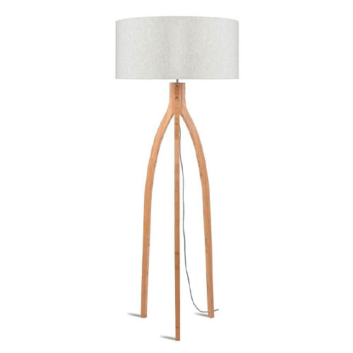 Lampadaire en bambou abat jour en lin clair - Collection Annapurna - Good&Mojo