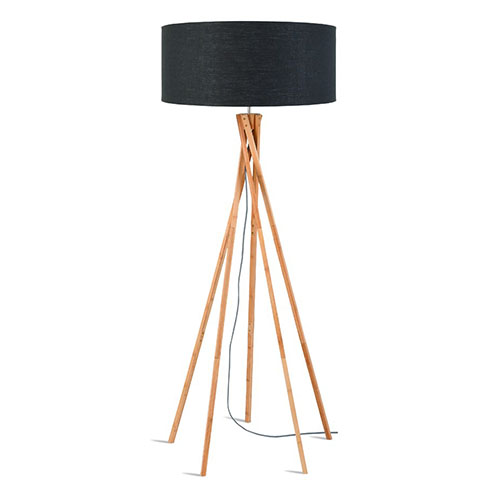 Lampadaire en bambou abat jour en lin gris foncé - Collection Kilimanjaro - Good&Mojo