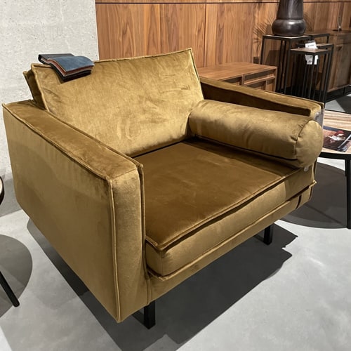 Fauteuil en velours jaune miel - Rodéo