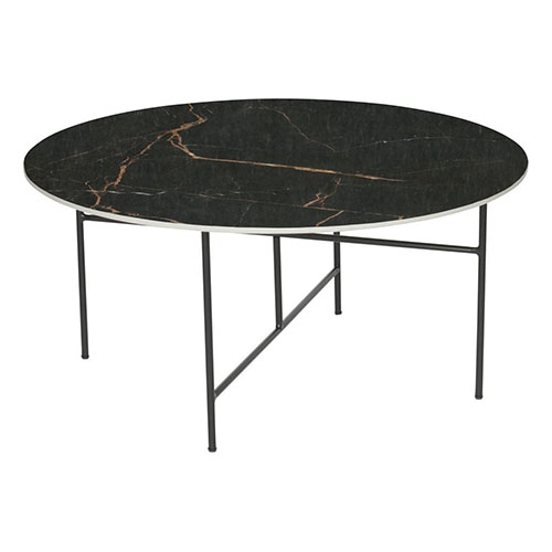 Table basse ronde 40xø80 en marbre noir piètement en métal noir - Collection Vida - Woood