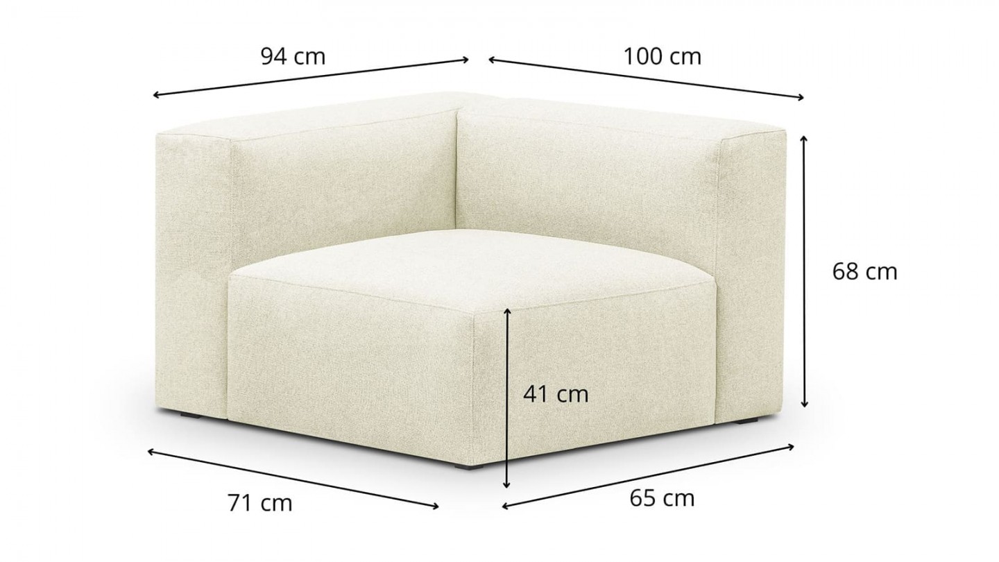 Canapé modulable 4 places en tissu ivoire - Modulo