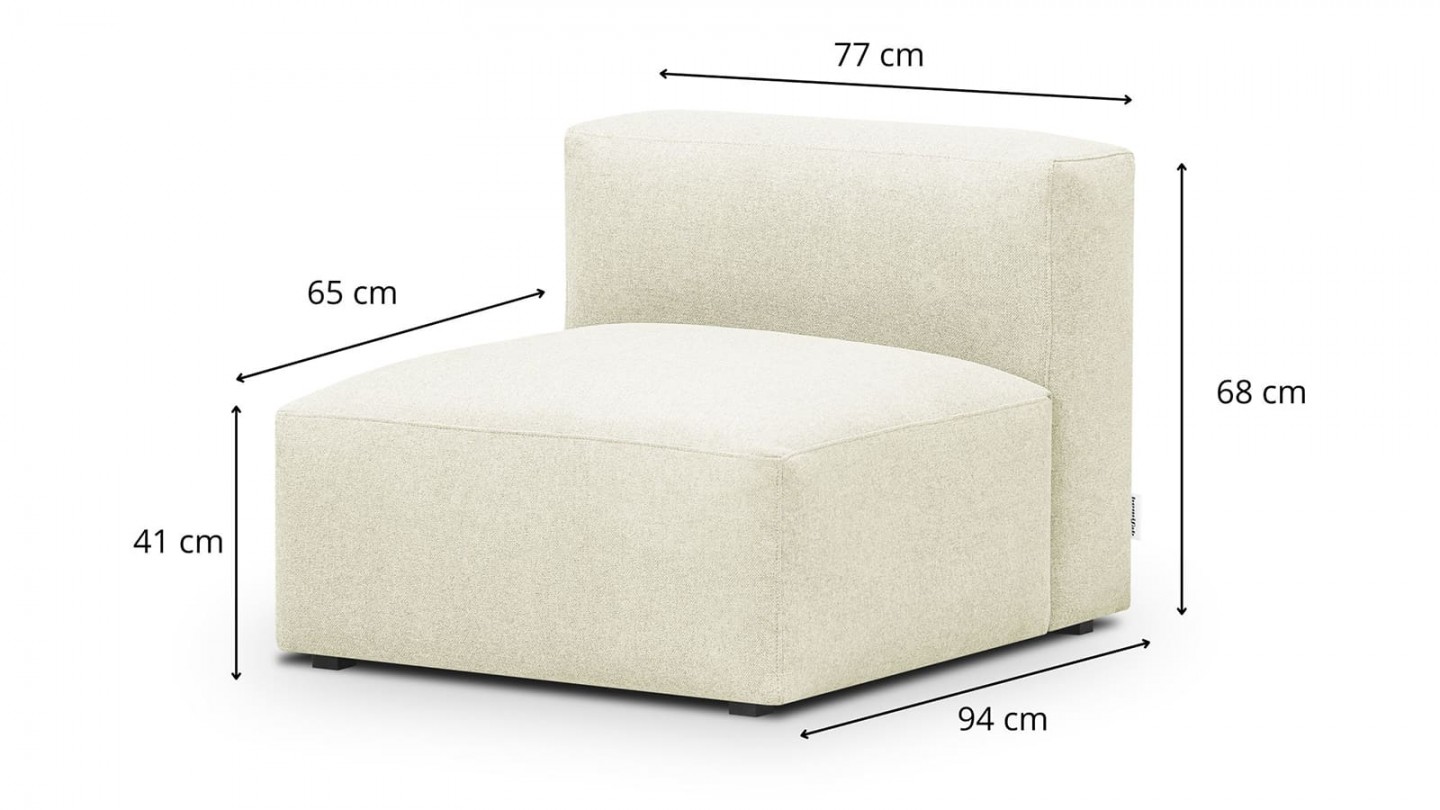 Canapé d'angle à droite modulable avec méridienne 5 places en tissu ivoire - Modulo