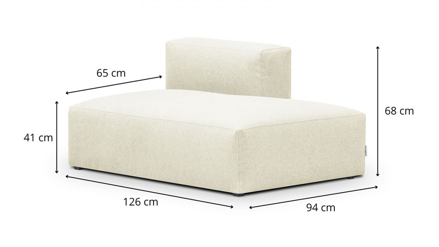 Canapé d'angle à gauche modulable avec méridienne 3/4 places en tissu ivoire - Modulo