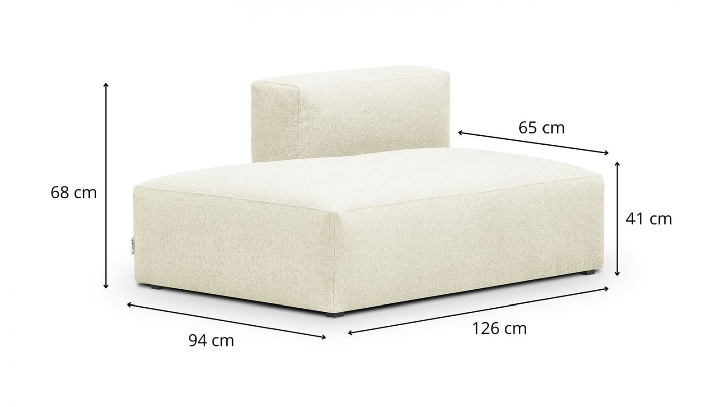 Canapé d'angle à droite modulable avec méridienne 3/4 places en tissu ivoire - Modulo