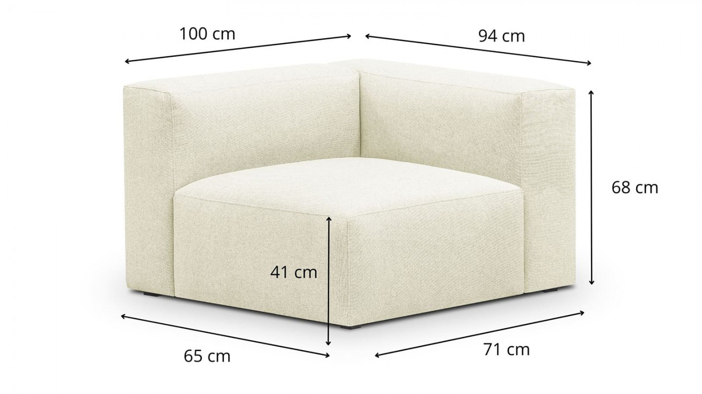 Chauffeuse d'angle à droite modulable en tissu ivoire - Modulo